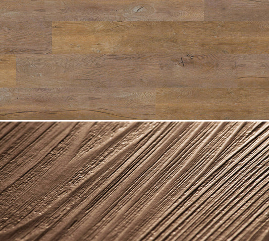 Flächenansicht des Dekors / Detailansicht der Oberflächenprägung