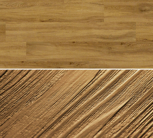 Flächenansicht des Dekors / Detailansicht der Oberflächenprägung