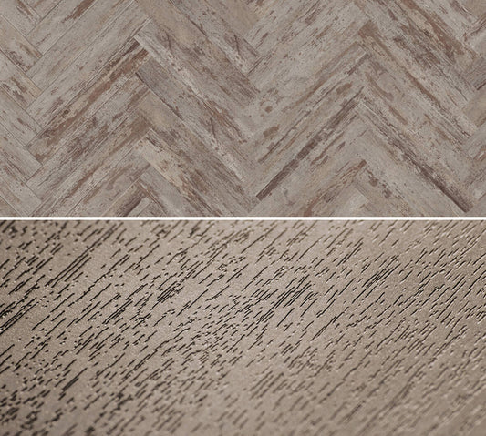 Flächenansicht des Dekors / Detailansicht der Oberflächenprägung