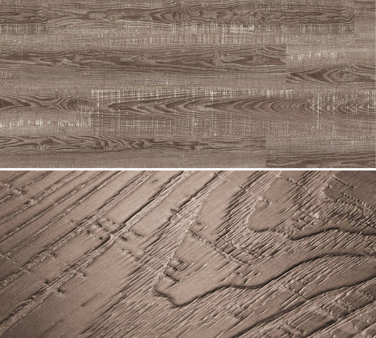 Flächenansicht des Dekors / Detailansicht der Oberflächenprägung