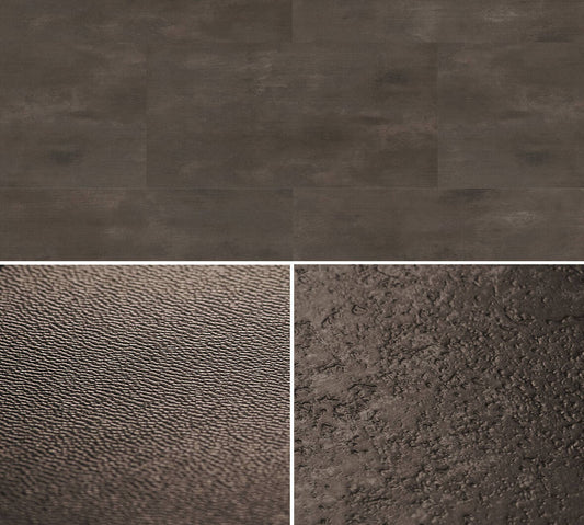 Flächenansicht des Dekors / Detailansicht der Oberflächenprägung (links: CLICK COLLECTION / rechts: SPC - CORE COLLECTION)